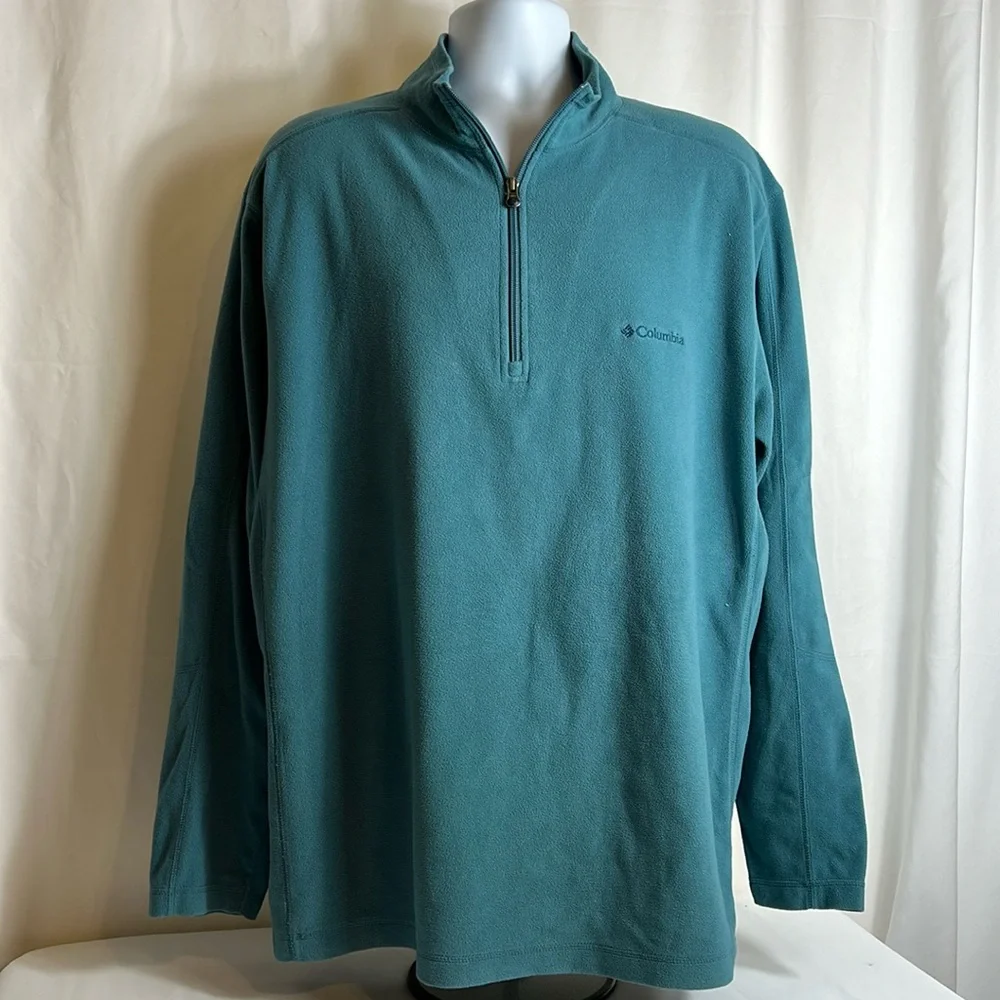 Columbia Men’s Size XL Blue Green 1/4 Zip Fleece Pullover Long Sleeve Shirt